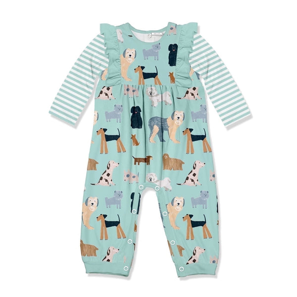 Millie Loves Lily Infant Mint Doggy Dog Ruffle-Trim Playsuit(3M-3T)