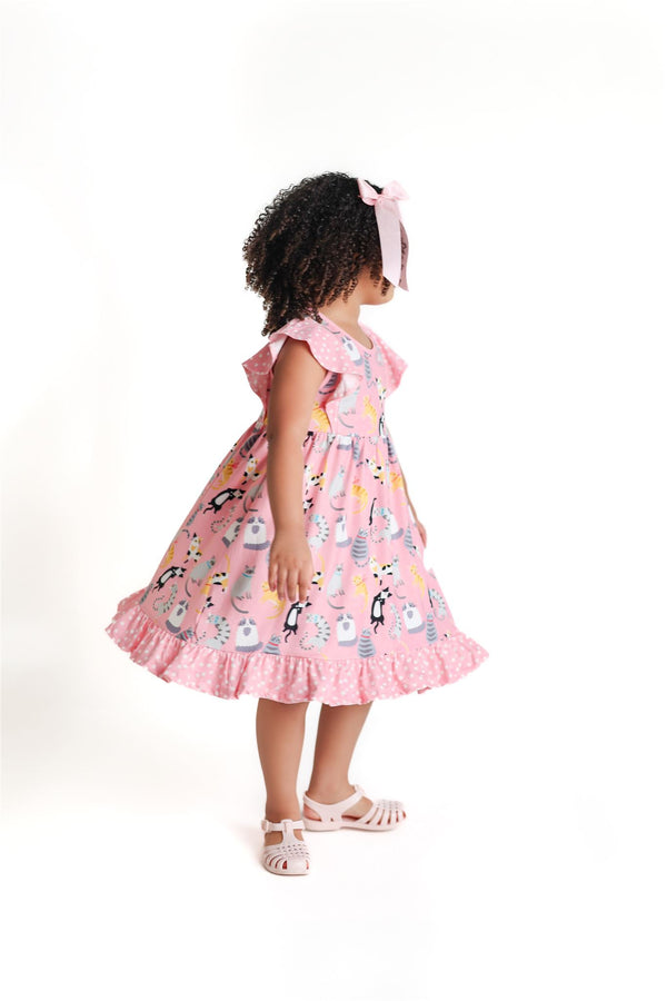 Pink Kitty Lounge Angel-Sleeve Dress