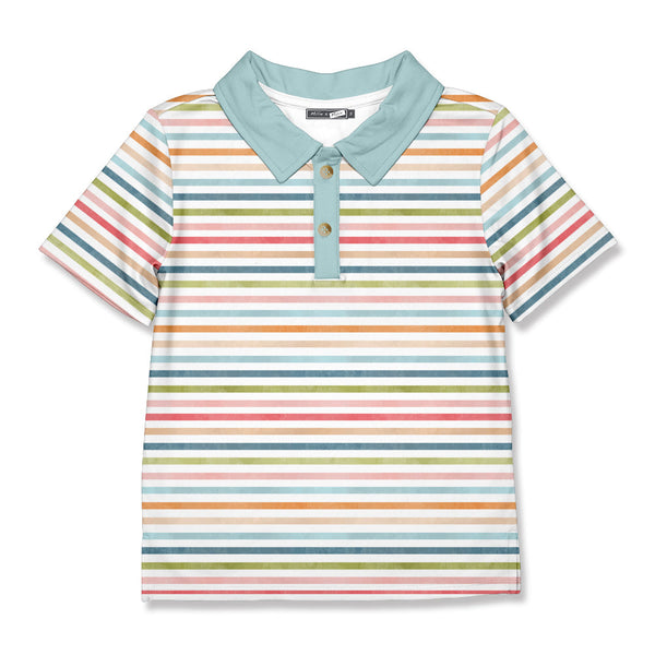 Kids Mint Sunset Stripe Polo