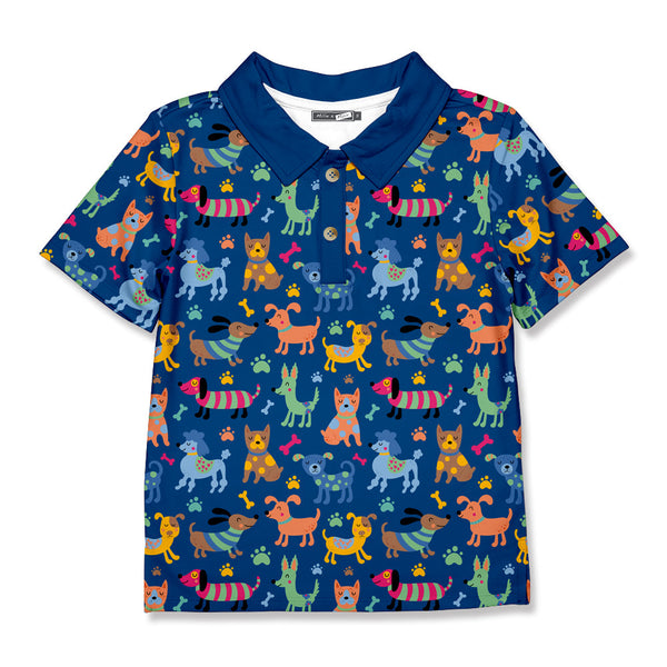 Kids Navy Doggies Polo