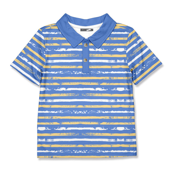 Kids Blue Brushed Stripe Polo