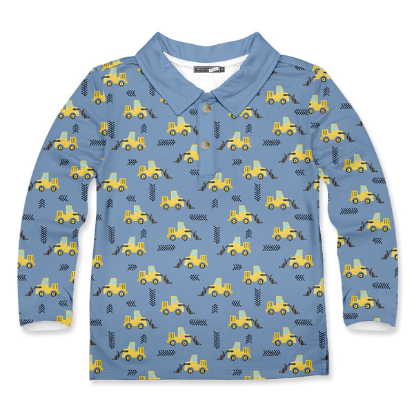 Kids Lt.Blue Construction Truck Long-Sleeve Polo