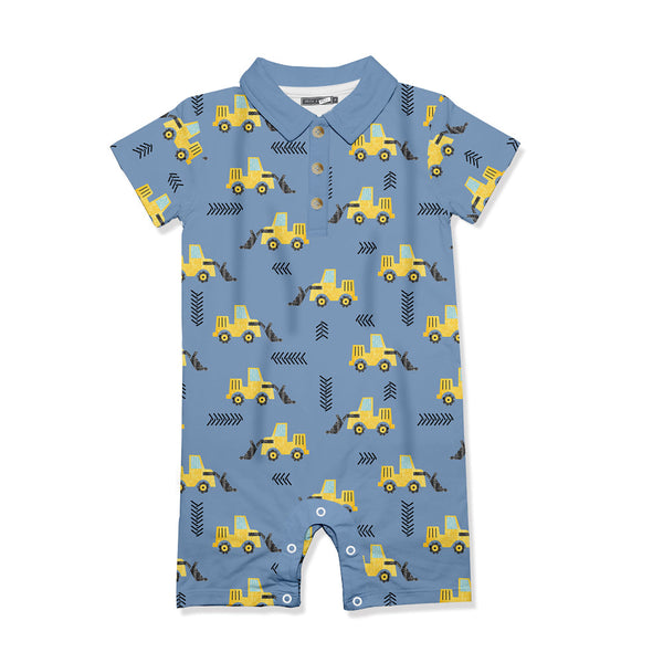 Kids Lt.Blue Truck Button-Front Playsuit