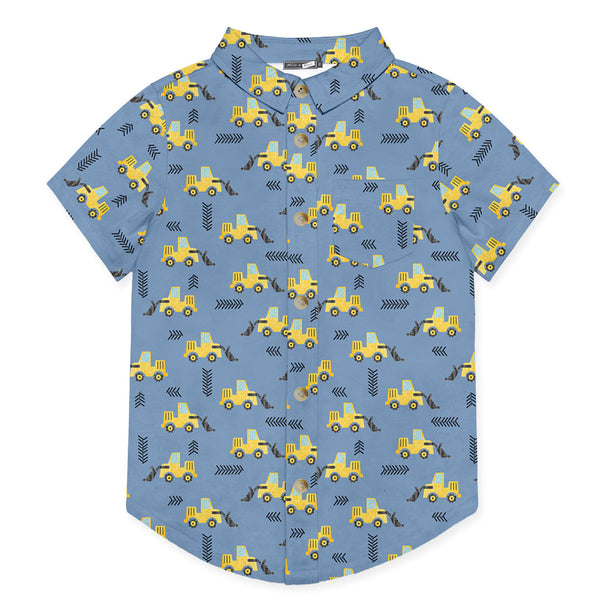 Kids Lt.Blue Truck Short-Sleeve Button-Up