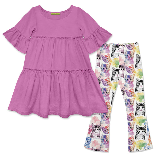 Millie Loves Lily Girls Fuschia Tiered Dress and Legging Set