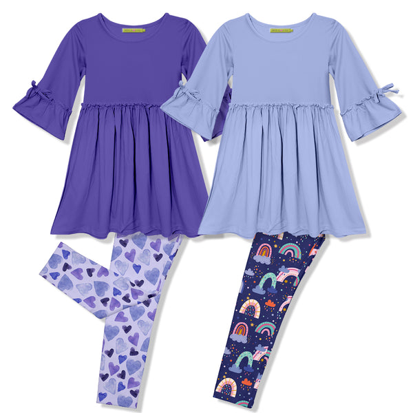 Millie Loves Lily Girls Blue Iris and Perwinkle Dress & Legging Set