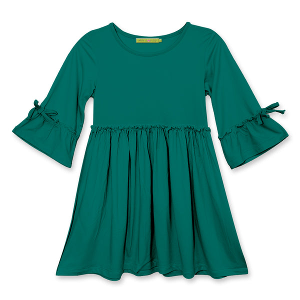 Ivy Green Bow Bell-Sleeve A-Line Dress