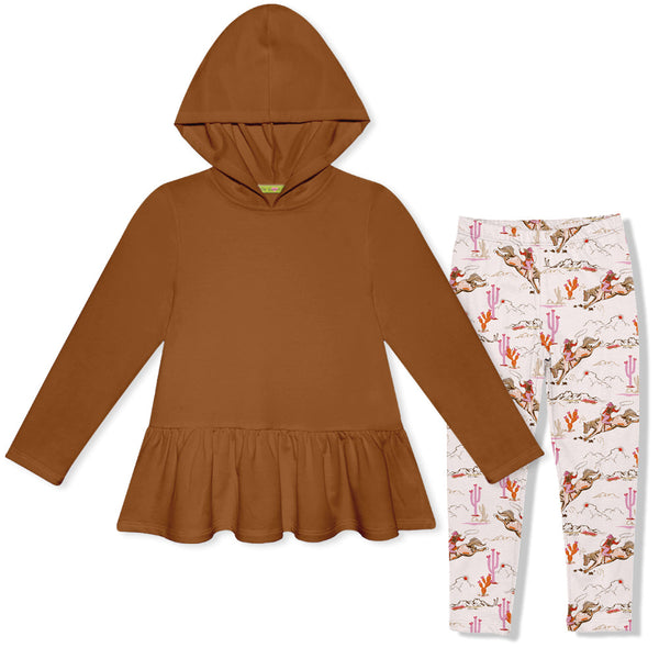 Kids Caramel Cafe Ruffle-Hem Hoodie & Rodeo Girl Leggings