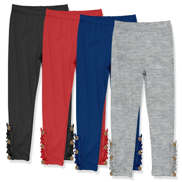 Millie Loves Lily Girls Solid Ruffle Legging Set with Button Accent