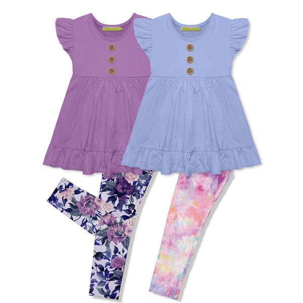 Millie Loves Lily Girls Purple & Periwinkle Tops and Leggings Set