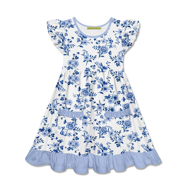 Millie Loves Lily Girls Periwinkle Floral 2-Pocket Dress