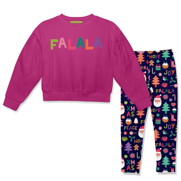 Rose Violet Crewneck Sweatshirt & Holiday Joy Leggings
