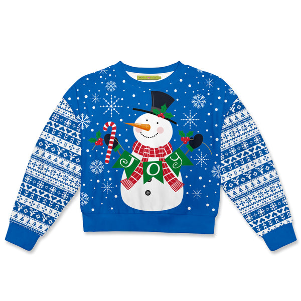 Blue Snowman Velour Sweater
