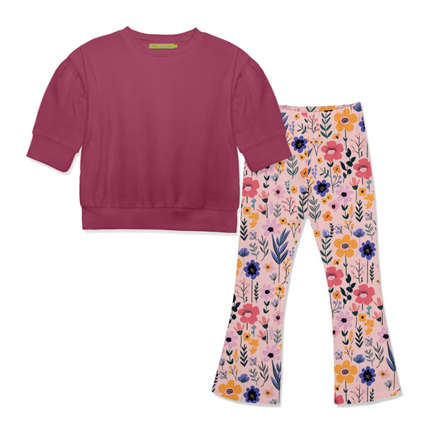 Millie Loves Lily Girls Dusty Rose Top and Flared Legging Set