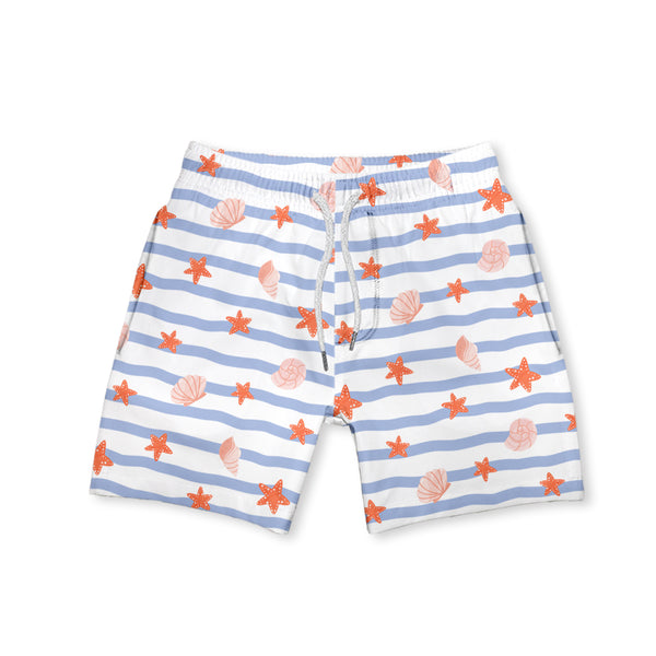 White Seastars & Shells Swim Trunks