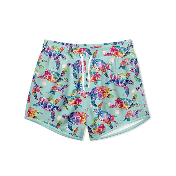 Kids Mint Tie-Dye Turtles Shorties