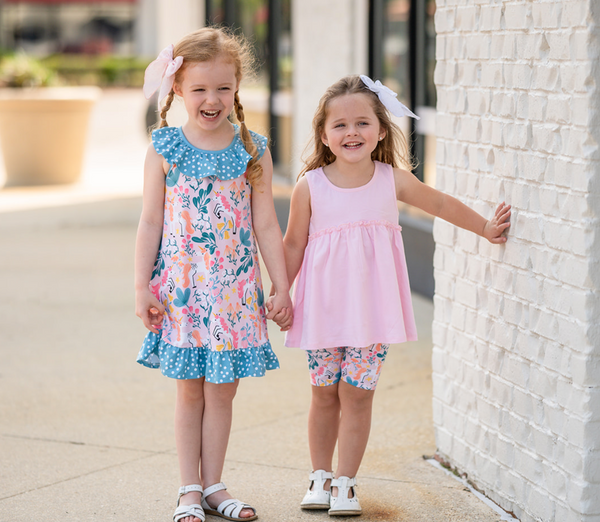 Light Pink Sleeveless Ruffle Babydoll Top & Diminika Unicorn Bike Shorts
