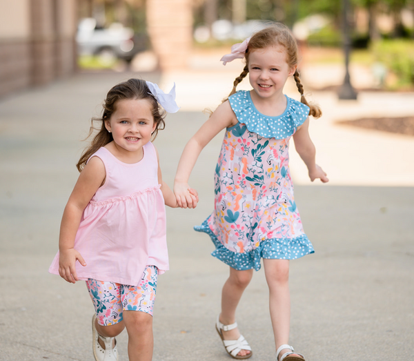 Light Pink Sleeveless Ruffle Babydoll Top & Diminika Unicorn Bike Shorts