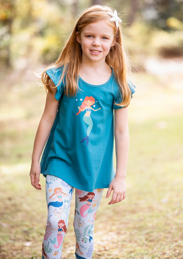 Millie Loves Lily Girls Teal Mermaid Top & Legging Set