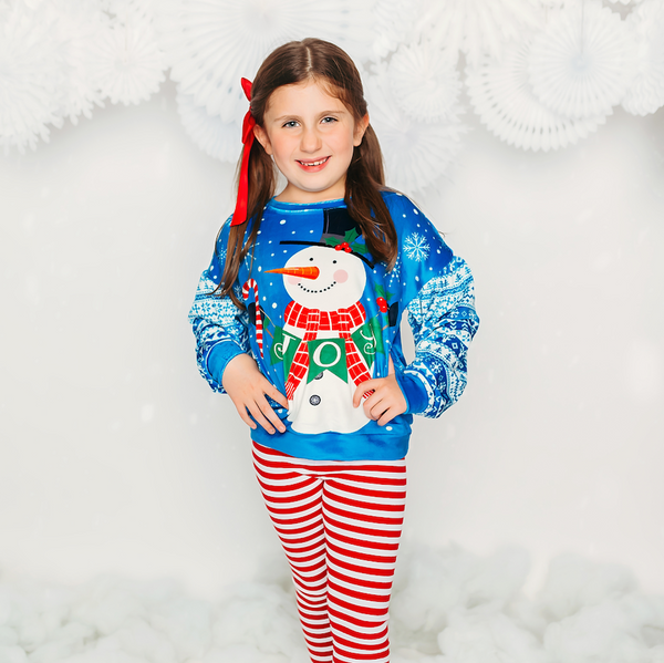 Blue Snowman Velour Sweater