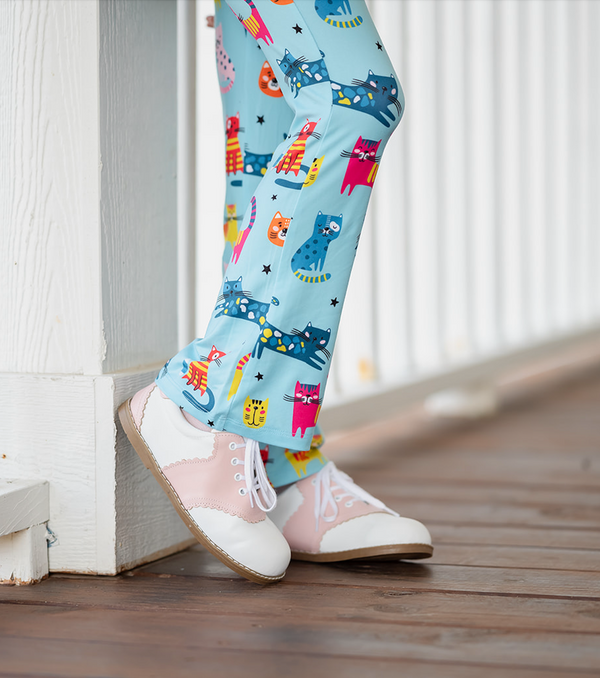 Millie Loves Lily Girls Teal Ruffle Top & Kitty Legging Set