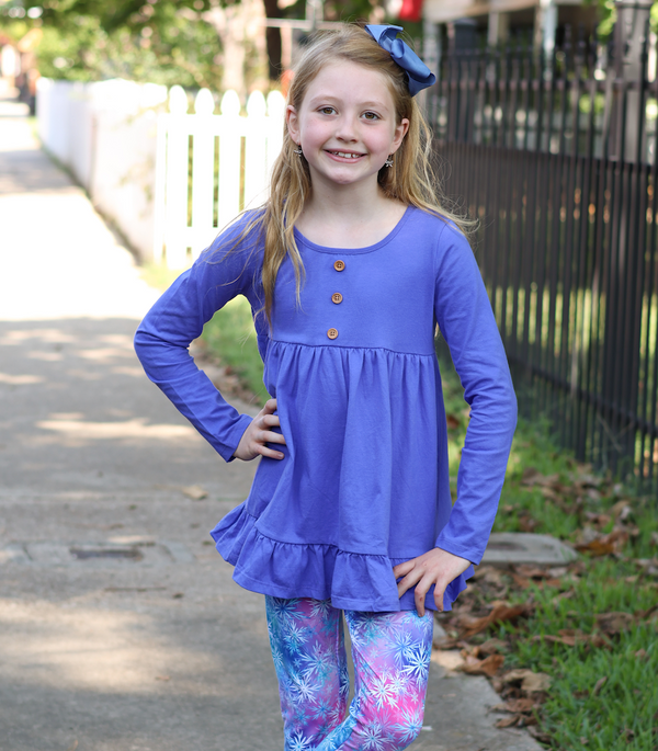 Millie Loves Lily Blue Iris & Blue Long Sleeve Tops & Leggings Set
