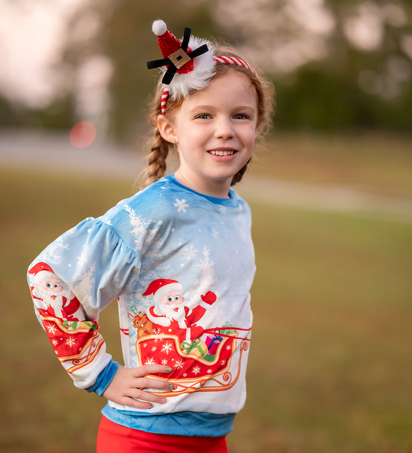 Blue Scenic Santa Ice Velour Sweater
