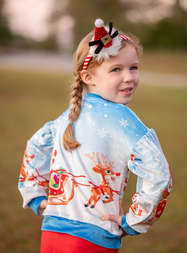 Blue Scenic Santa Ice Velour Sweater