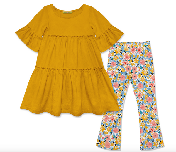 Millie Loves Lily Girls Marigold Tiered Dress and Legging Set