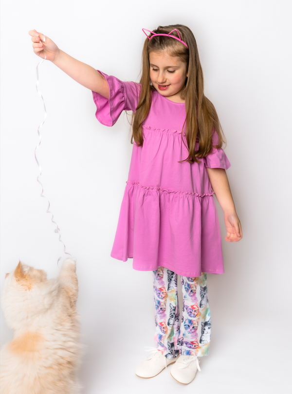 Millie Loves Lily Girls Fuschia Tiered Dress and Legging Set
