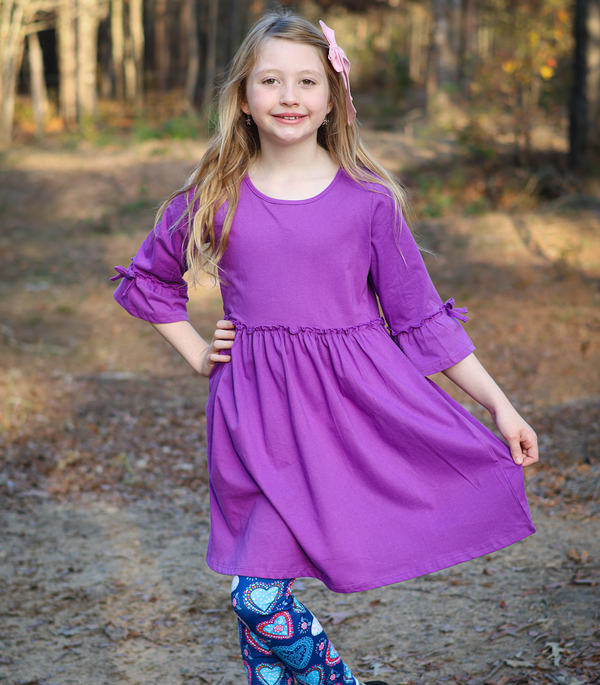 Millie Loves Lily Girls Turq And Dk Purple Dress And Printed Leggings Set,4-PCS