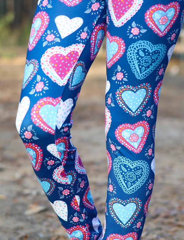 Millie Loves Lily Girls Turq And Dk Purple Dress And Printed Leggings Set,4-PCS