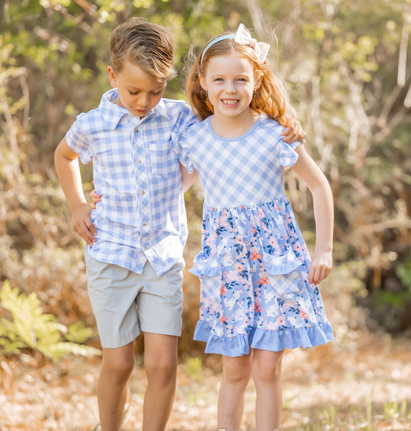 Periwinkle Gingham Short-Sleeve Shirt