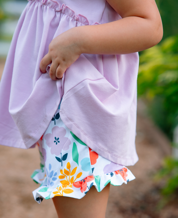 Kids Lilac Baby-Doll Top & Fiesta Floral Shorts