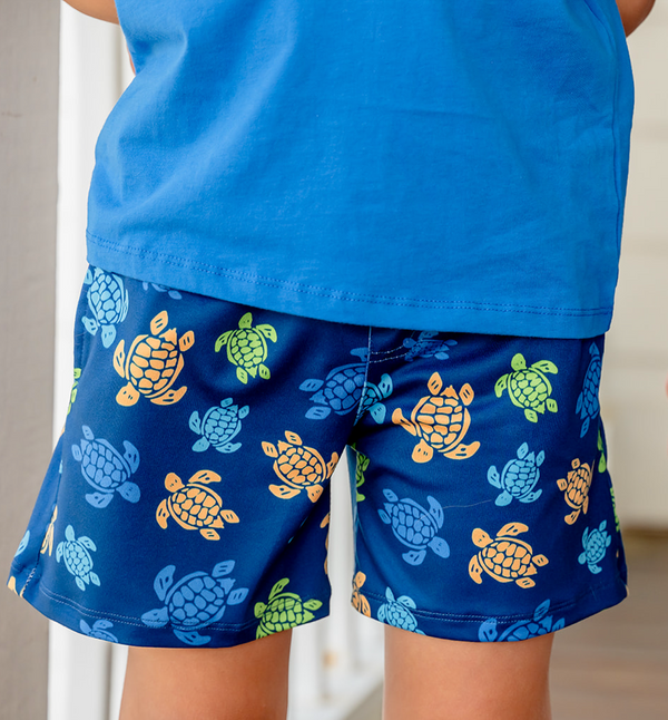 Blue Crewneck Tee & Turtle Trail Shorts