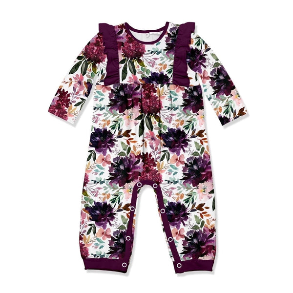 Millie Loves Lily Toddler Girl Floral One-Piece Romper, Purple