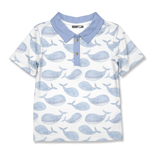 White & Periwinkle Whale Polo