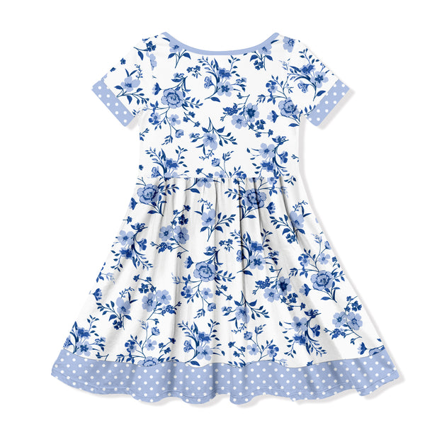 White Simrin Floral Button Front Short Sleeve Dress