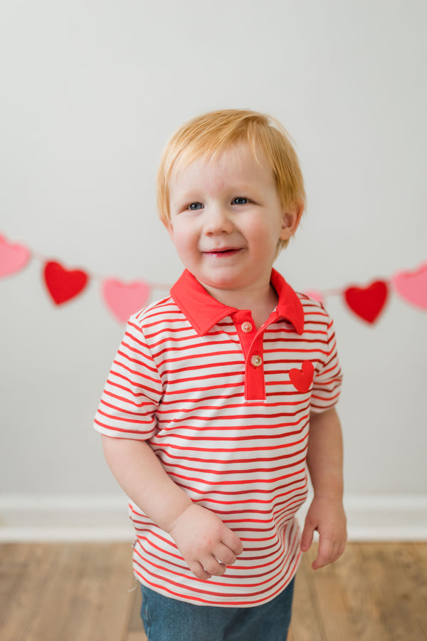 Red Stripe Heart Polo