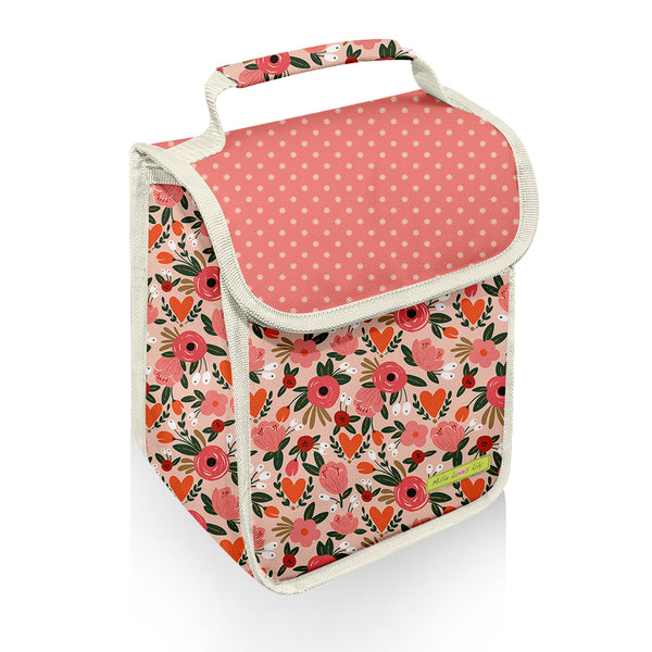 Coral Floral One-Handle Lunch Bag