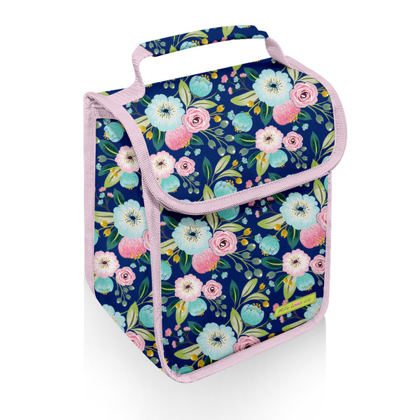 Navy Famous Floral One-Handle Lunch Bag