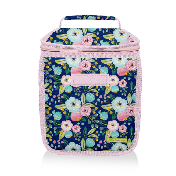 Navy Famous Floral One-Handle Lunch Bag