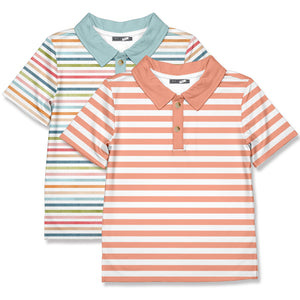 Millie Loves Lily Boys' Sunset Stripe & Coral Stripe Polo Shirts