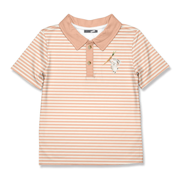 Coral Stripe Bunny Polo