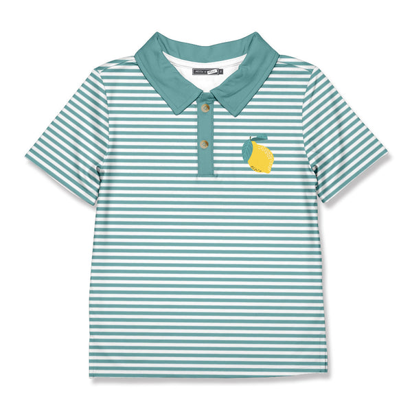 Teal Stripe Lemon Polo