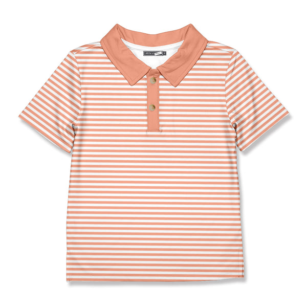 Coral Stripe Polo