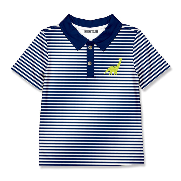 Navy Stripe Dino Block Polo