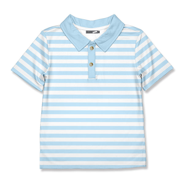 Ice Blue & White Stripe Polo