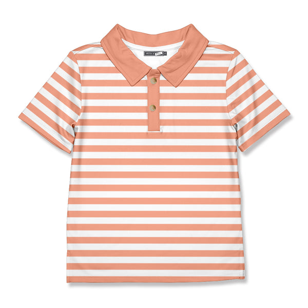 Coral & White Stripe Polo