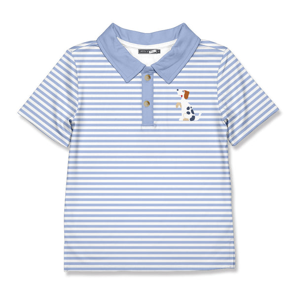 Kids Periwinkle Stripe Dog Polo